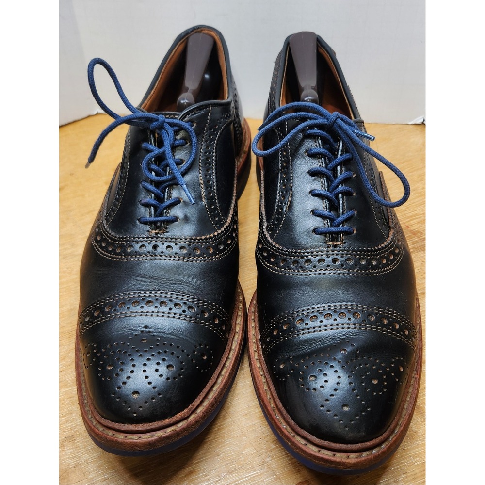 Allen Edmonds Strandmok Leather Brogue Oxfords Blue Dainite Sole Mens 10.5 D